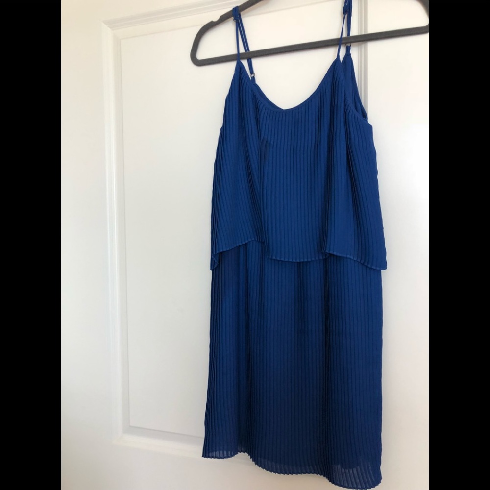 Parker royal blue pleated dress NEW